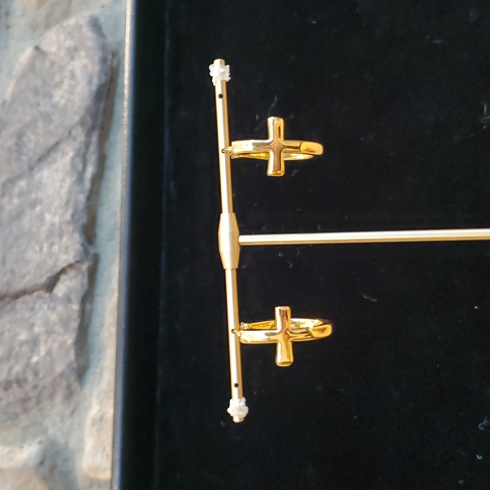 Gold Cross Hoop Earrings